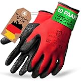 WOLFSFELLER 10 Paar robuste & komfortable Handschuhe Arbeitshandschuhe Herren Gr 10 - Arbeitshandschuhe Damen - Gartenhandschuhe Herren - Mechaniker Handschuhe Herren mit Latex Beschichtung.