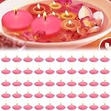bechoanigel 50 Stücke Schwimmkerzen, Unparfümierte Tropffreies Schwimmende Kerzen, Floating Candles, Wasserkerzen Geeignet für Schwimmkerzenhalter, Schwimmdeko, Hochzeiten - Rosa