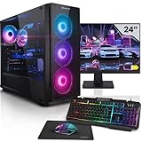 Megaport Komplett Set Gaming PC Striker AMD Ryzen 7 5700X • 24' Monitor • Windows 11 • GeForce RTX3060 12GB • 32GB DDR4 • 1TB M.2 SSD • Tastatur • Maus pc Gaming komplettpaket