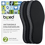 biped 2 Paar Aktivkohle Einlegesohlen - Hygienische Frische für Sneaker, Sport- und Arbeitsschuhe - Einlagen gegen Schweißfüße – Waschbar z1017(45)
