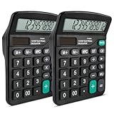 Pavlleen 2er-Pack Taschenrechner, Tischrechner 12 Ziffern mit großem LCD-Display und empfindlicher Taste, für Büro, Zuhause und Schule, Tischtaschenrechner Schwarz