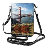 YoupO Handy-Geldbörse, San Francisco, Golden Gate Bridge, bedrucktes Leder, kleine Umhängetasche, leicht, Mini-Umhängetasche, Schwarz, Schwarz, Einheitsgröße