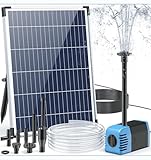 Biling Solar Teichpumpe mit Filter, 12W 605L/H Solar Springbrunnen für außen 2 m Wasserleitung DIY Solar Wasserspiel 5 m Kabellänge 4 Düsen Solarbrunnen für Draussen Garten Wasserfall Brunnenpumpe