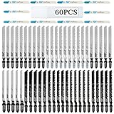 WUSBOO 60tlg Stichsägeblätter Set, T-Schaft Stichsägeblätter für Holz, Kunststoff und Metall, Sägeblätter Stichsäge mit Aufbewahrungskoffer, Zubehör Stichsäge