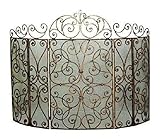 Kaminschutzgitter Antik Gold Eisen 5 Panel French Scroll Kaminschutzgitter und Mesh-Rückseite 62' W Kaminschutzgitter Flache Kaminschutzgitter Dekorativ Little Surprise