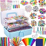 Gutenguy Bastelset Kinder, 3000+Pcs Bastelkoffer Bastelbedarf Material Set, Große Bastelbox Geschenke für Mädchen Jungen3 4 5 6 7 8 9 10 11 12 Jahre-Blau