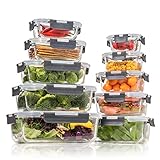Glas Frischhaltedosen mit deckel Vorratsbehälterset,kühlschrank organizer Aufbewahrungsbehälter aufschnittboxen，meal prep gläser - luftdicht mikrowellengeschirr BPA-frei (10 Behälter)