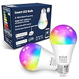 Boxlood Smart Glühbirne E27, WLAN Smart Light bulb RGBWW dimmbare mit 16 Millionen DIY-Farben, App Steuern Kompatibel mit Alexa/Google Home, Sprachsteuerung,Gruppensteuerung, 2 Stück(ohne Hub benötig)