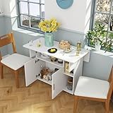 Chleby Sideboard mit Arbeitsplatte Anrichte Küchenanrichte Aufbewahrung Küchenmöbel Wohnzimmer Seitenschrank mit Rollen, klappbarer Esstisch für Küche, Wohnzimmer