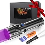 Relybo UV Taschenlampe 365nm, Schwarzlicht Taschenlampe Aufladbar, Schwarzlichtlampe UV Licht Lampe Blacklight, 30W UV Lampe für Bernsteinsuche, Skorpion, Yooperlite, Uranglas, Heimtierurindetektoren