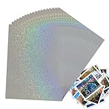 Zqkimzi Holografisches Papier, A4, holografische Aufkleberpapierbögen, 20 Blatt, wasserdichte Bastelfolie, selbstklebend, zum Verpacken von Schulprojekten, Fotos, Dokumenten
