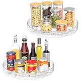 Drucilla 2 Stück Drehteller Kühlschrank Organizer, 24cm Drehteller Küche Organizer, 360° Drehplatte Kühlschrank, Drehbares Gewürzregal für Gewürzen, Flaschen