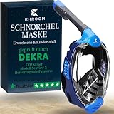 Khroom Schnorchelmaske für Erwachsene & Kinder von DEKRA geprüfte CO2 Sicherheit | Vollmaske Seaview X - Tauchmaske | Schnorchelausrüstung / Schnorchelset Alternative (L-XL, Blau)