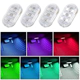 Weinsamkeit Auto LED Innenbeleuchtung Kabellos, 4 Stück Mehrfarbige LED Atmosphäre Licht mit 6 LED-Lampenperlen und Berührungssteuerung USB Wiederaufladbaren Fußraumbeleuchtung Auto LED Neon für Auto