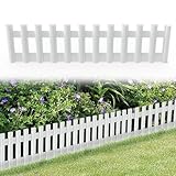FIVMEN Rasenkante Kunststoff 43x12 cm Beeteinfassung Beetumrandung mit Bodennägel Flexible Steckzaun Blumenbeet Beetzaun Gartenpalisade, 6 Stück Weiß