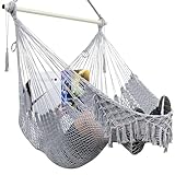 Hängesessel Outdoor & Indoor, Hängesessel Boho Hängeschaukel Hängestuhl für Kinder Erwachsene, Aus verdicktem Baumwollseil mit Kopfkissen