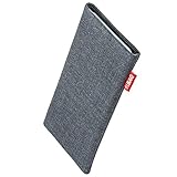 fitBAG Jive Grau Handytasche für Apple iPhone 14 / iPhone 14 Pro Tasche aus Textil-Stoff mit Microfaserinnenfutter | Hülle mit Reinigungsfunktion | Made in Germany