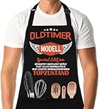 XCSJKJ Grillschrze für Männer mit Spruch OLDTIMER MODELL, Mann Geburtstag Geschenkideen Grillschürze für Männer Lustig Grillen Barbecue BBQ Küchenschürze Geschenk.