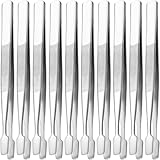 LALADEFIEE 10 Stück Pinzetten aus Edelstahl mit Flachem Kopf für Basteln Stempeln und Künstliche Wimpern Vielseitiges Präzisionswerkzeug für Hobby und Schönheit