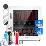 Klarstein Beersafe Quartz White Bierkühlschrank, Getränkekühlschrank mit Glastür, Kühlschrank, Flaschenkühlschrank mit 47 Liter