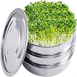 EXTRWORY Keimschalen aus Edelstahl, 3-stöckig, Anzuchtset, Anzuchtset, Starterschale mit Drainagelöchern für Zuhause, Garten (3-stöckige Keimung)