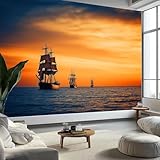Fototapete Segelboot Meer Tapete 200 x 140 cm (WxH) Fototapeten Schlafzimmer Wohnzimmer Moderne 3D Effekt Wandtapete Segelboot Vliestapete Wand Dekoration Poster Foto Tapeten w.930