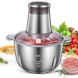 FOHERE Zerkleinerer Küche Elektrisch, 350W Multizerkleinerer Elektrisch mit 2 Geschwindigkeitsstufen und 2.5L Edelstahlschüssel, 4 Edelstahl Klinge für Fleisch, Zwiebeln und Gemüse
