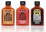 Crazy B Sauce - 3er Set - Extreme Scharfe Chilisauce mit der Schärfste Chilis der Welt - Ghost Pepper, Trinidad Scorpion, und Carolina Reaper - Geschenkset für Chili-liebhaber