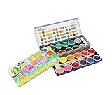 Jolly Supertabs | Deckfarbkasten, Farbkasten | 24 Farben inkl. zwei Pinsel und Deckweiß im Metalletui