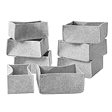LIFENEY Aufbewahrungsbox 8er Set – Schrank Organizer aus der Serie Organize your closet – Für Stauraum & Ordnung im Kleiderschrank – 6x 12x27x25 cm & 2x 12x27x15 cm, Material: Filz