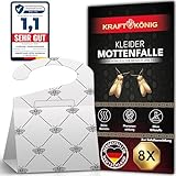 KRAFTKÖNIG Premium Kleidermottenfalle - 8X Mottenfalle Kleidermotten mit Langzeitwirkung - Auch für Kleiderstangen geeignet - geruchlose Kleidermotten Falle gegen Kleidermotten (Weißes Design)