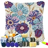 YOOTOM Knüpfhaken Kissen Kits für Kinder oder Anfänger Erwachsene,Knüpfteppich Zum Selber Knüpf-Sets Kissenbezug Teppich Stickerei Set DIY Latch Hook Cushion 43x43cm