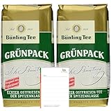Bünting Tee Grünpack 2er-Pack | Echter Ostfriesentee (2 x 500g) | 1kg kräftiger Schwarzer Tee, lose | Vorratspack + Ben's Garden Notizblock Set