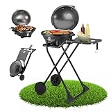 TZS First Austria 2in1 Elektrogrill – extrem stabiler & klappbarer Elektrogrill für Balkon – abnehmbarer 2400 Watt Standgrill mit Deckel, Standfuß & Rädern, Kunststoff/Metall – inkl. Temperaturregler
