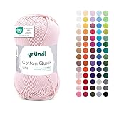 Gründl Wolle Cotton Quick uni - dünne Wolle zum Häkeln - Strickgarn - Häkelgarn - Glänzend und hautfreundlich - 100% Baumwolle - 1 Knäuel 50 g / 125 m - Nadelstärke 3-4 - Nude