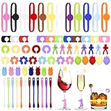 Kasanni Glasmarkierer 70 Pcs Glas Markierung TrinkgläSer Wiederverwendbar Glasmarkierer Silikon Geeignet FüR Bar-Partydekorationen Wie WeingläSer, ChampagnergläSer, MartinigläSer Usw.