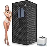 Dampfsauna für zuhause 1 person,portable sauna mit dampferzeuger 3 L,fernbedienung、Saunastuhl,9 Stufen der Temperatureinstellung,1000w faltbare sauna,Saunakabine 90x90x180cm,Tragbare Saunabox