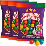 MIJOMA Rainbow Gumballs – 3x200g Kaugummikugeln Nachfüllpackung, Fruchtgeschmack, für Kaugummiautomaten, glutenfrei, halal, bunte Kaugummis, 600g Nachfüllkaugummis