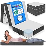 ELONEO Premium Visco Klappmatratze 90x200 cm, extra hoch 15 cm, Gästematratze klappbar, Faltmatratze, Faltbare Matratze, Bandscheibenwürfel, Reisematratze, Gästebett klappbar, Klappbett waschbar