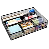 EasyPAG Metall Schubladen Tablett Stiftablage Schreibtisch Organizer Stiftehalter Stiftköcher Utensilienschalen Büro Organisation Zubehör Ablage,Schwarz