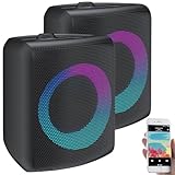 auvisio Mobile Partybox: 2er-Set Outdoor-PA-Partyanlagen & -Bluetooth-Boomboxen, Lichteffekte (Lautsprecher Karaoke, Bluetooth, Lautsprecher mit Musikplayer)