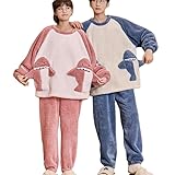 SMMZRF Winterverdicktes Pyjama-Set Für Paare, Flanell-Pyjama Aus Korallensamt Für Herren Und Damen-A 1-Männer XXL