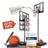VALENESS® Basketballkorb Outdoor - [135 bis 305 cm] Höhenverstellbarer und wetterfester Basketballkorb Ständer - Profi Basketballkorb Outdoor mit Basketball und Pumpe für Kinder und Erwachsene