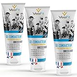 VEOFIT Leitfähiges Elektroden Kontakt Gel 3x250mL für EMS TENS Geräte, Elektrostimulatoren, Elektroden Pads – Verbessert den Elektrodenkontakt und schützt die Haut