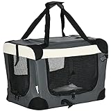 PawHut Hundetasche Transporttasche Faltbare Hundebox mit Kissen Hundetragetasche für kleine Hunde Reisetasche Haustierrucksack Outdoor Oxfordstoff Grau+Schwarz 50,5 x 33,5 x 35 cm