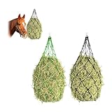 ZHYUAN 2 Stück Heutasche, Futternetz, Pferde-Futtertasche, Heunetz für Ziegen, Futternetz für Pferde, Heunetz, Heusack für artgerechte Fütterung, mit Verschlussring, für Pferde, Ziegen, Schafe