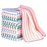Fuyamp 12 Stück Mikrofaser Reinigungstücher, Küche Shiny Wipes Tücher, Wiederverwendbar Stark Saugfähig Putzlappen, Mehrzweck Korallenvlies Putztuch Fenster Tücher(25*25cm)