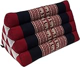 GURU SHOP Dreieck Thaikissen, Dreieckskissen, Kapok - Elefant Rot/schwarz, 30x30x50 cm, Asiatisches Sitzkissen, Liegematte, Thaimatte