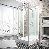 Schulte Wellnesskabine Juist II, 80 x 80 cm, 210 cm, Duschkabine und Rückwände aus Sicherheitsglas (ESG), Duschtempel Komplettdusche, D1916704 04 50