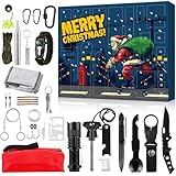 Survival Kit Adventskalender 2024, Survival Ausrüstung Adventskalender 2024 Männer, 24 Tage Werkzeug Adventskalender 2024, 0,5 Kg Tragbar Security Ausrüstung Camping Zubehör Geschenke Für Männer (A)